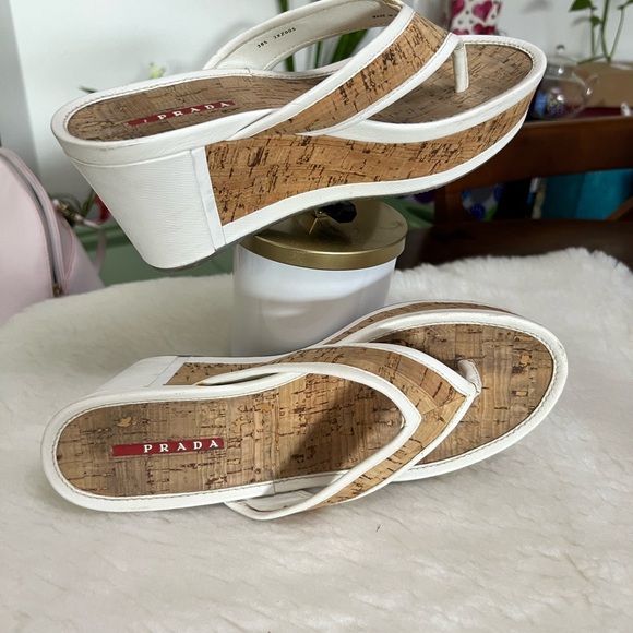Prada Cork platform wedged sandals sz 38.5 - Picture 10 of 13
